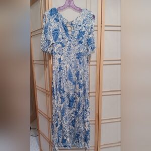 Blue and White Floral Dress